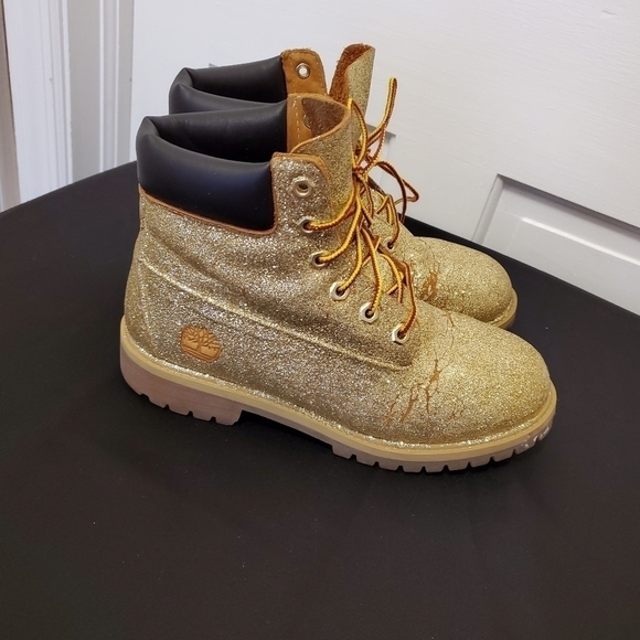 Timberland Boots Covered in Gold Glitter  … - Picture 2 of 11